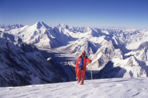 K2 Mountain trekking, Panoramic view of K2 summit at sunrise, Karakoram Range