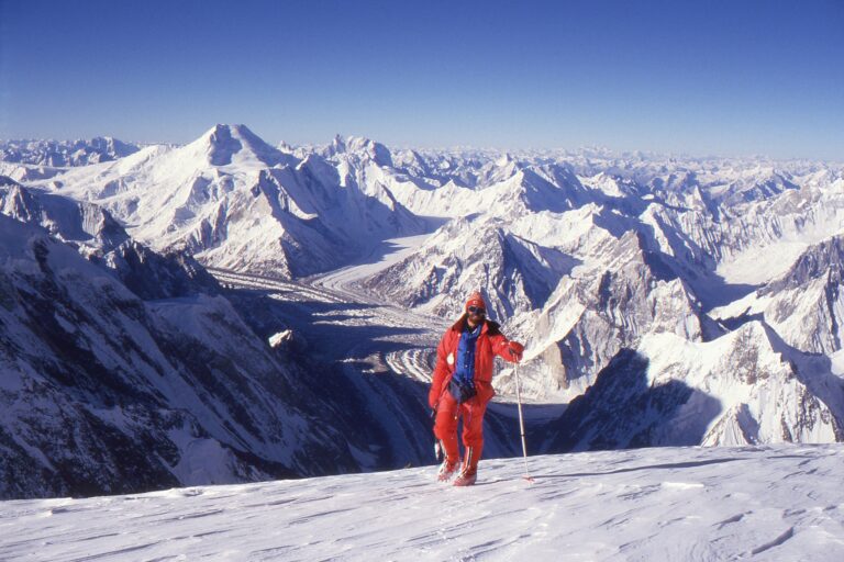 K2 Mountain trekking, Panoramic view of K2 summit at sunrise, Karakoram Range
