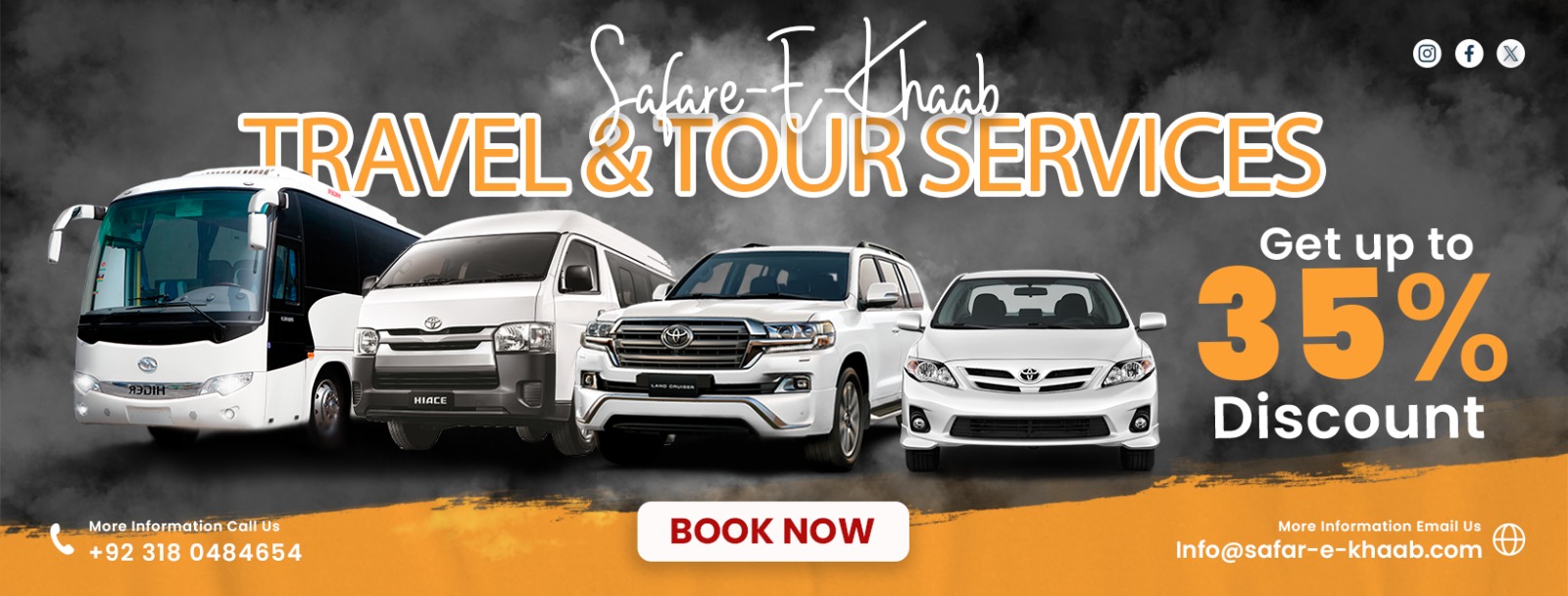 Discover Pakistan comfortably with Safar-e-Khaab’s modern and reliable transport services